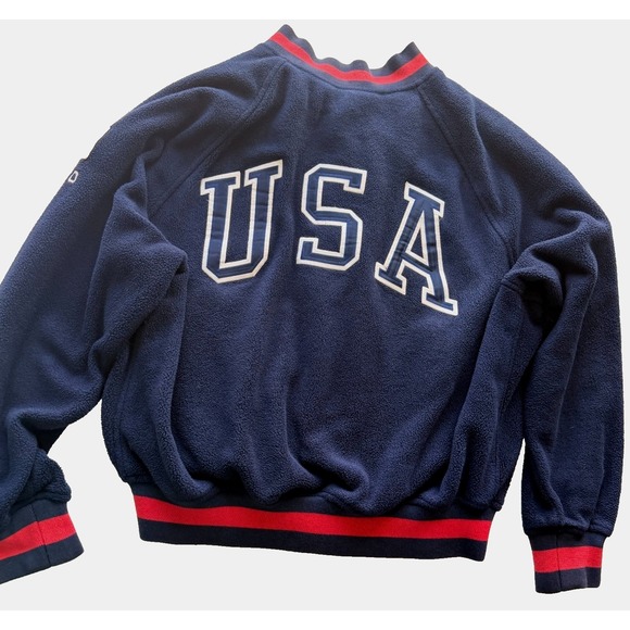 VTG 1995 Polo Sport Ralph Lauren Varsity Jacket Mens Med Blue Red USA Olympics - Picture 2 of 15